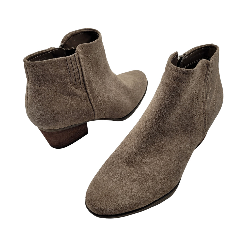 NEW Blondo Valli Waterproof Suede Ankle Bootie Boot Side Zip sz 7 Dark Taupe
